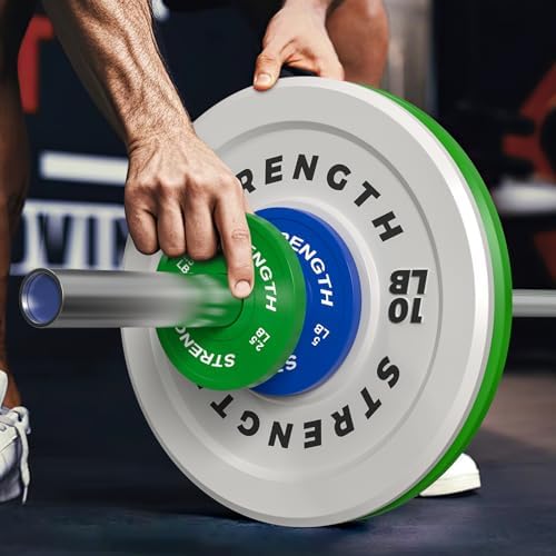 Olympic Rubber Bumper Weights for Home Gym Strength Training | 2 Inch Barbell Plate Set for Home Gym Strength Training