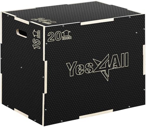 Yes4All 3 in 1 Non-Slip Wooden Plyo Box for Workout Enthusiasts | Yes4All Step Up Box and Plyometric Jump Box for Home