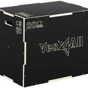 Yes4All 3 in 1 Non-Slip Wooden Plyo Box for Workout, Skipping, Jumping | Yes4All Plyometric Jump Box - Ideal for Lunges