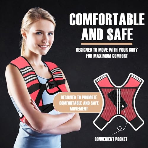 Weighted Vest for Men and Women - 10/15/20lbs - Reflective Stripe - Workout Equipment for Strength Training, Running, Wa