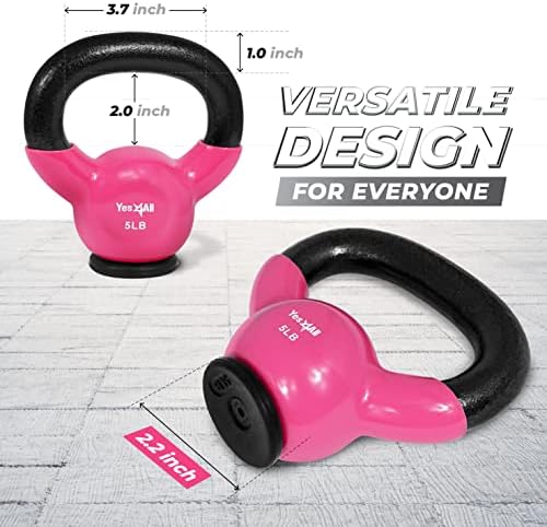Yes4All Rubber Base Kettlebells for WomenStrength Training (10-65 lbs) Yes4All Kettlebells for Women Fitness Rubber Ba