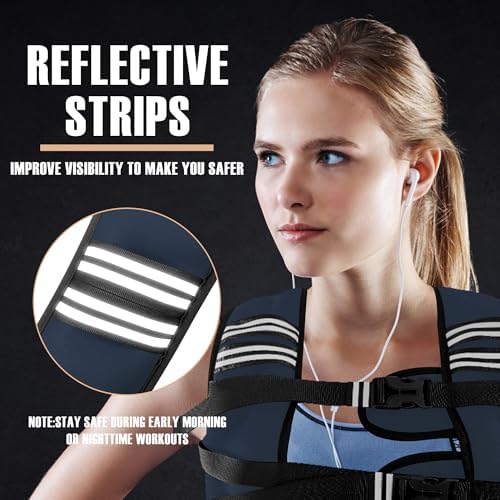 Weighted Vest for Men and Women - 10/15/20lbs - Reflective Stripe - Workout Equipment for Strength Training, Running, Wa