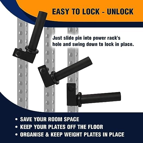 Yes4All Heavy Duty Power Rack J-Hooks & Attachments for 2x2 & 3x3 Power Racks – Ideal for Home Gym Fitness Lovers