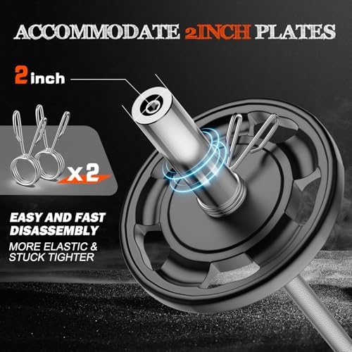 Olympic Barbell 57" for Weight Lifting Home Gym Bench Press Squats Home Workout 2 Spring Collars 500lb Capacity