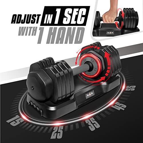 Yes4All 25/55LB Adjustable Dumbbells, Easy Adjust, Suitable for All Fitness Levels, Perfect for Home Gym, Durable Design