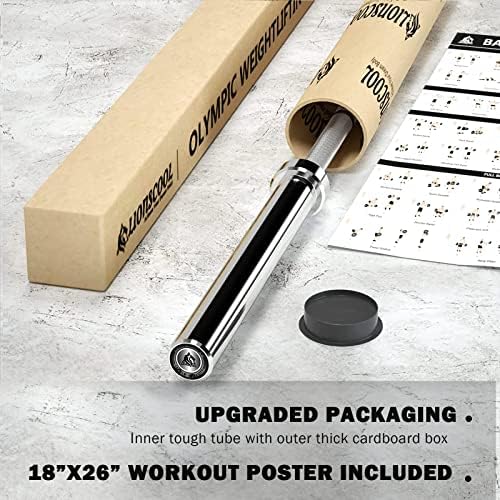 LIONSCOOL Olympic Barbell 7FT for Weightlifting and Powerlifting - 1500lbs Capacity - Strength Training for Squats, Dead