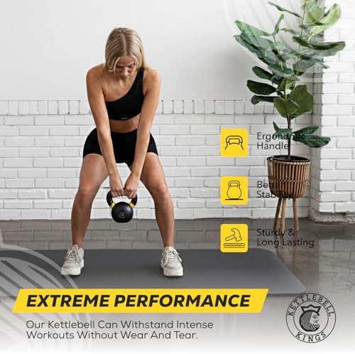 Kettlebell Kings Powder Coated Kettlebell Weights - 9-97 lb Strength Training Kettlebells for Men and Women - Home Gym E
