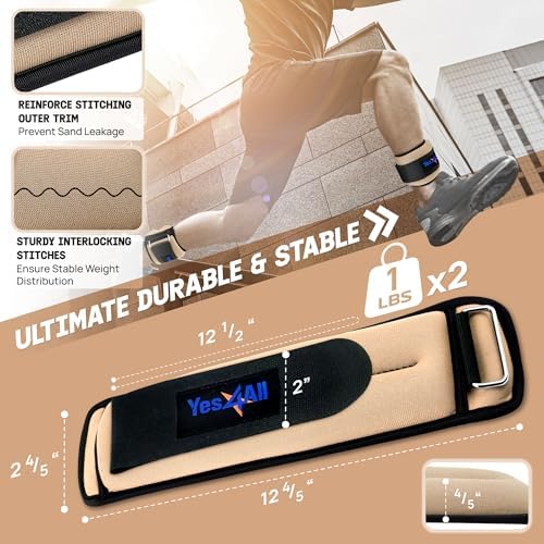 Yes4All Adjustable Wrist & Ankle Weights - Weighted Bands for Fitness Workout, Walking, Jogging and Pilates for Women, M