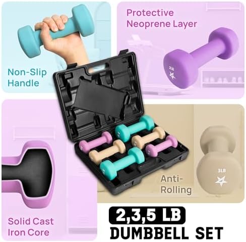 Yes4All Neoprene Coated Dumbbell Hand Weight Sets - Multiple Weight Options - Workout Equipment for Home Gym, Athletes,
