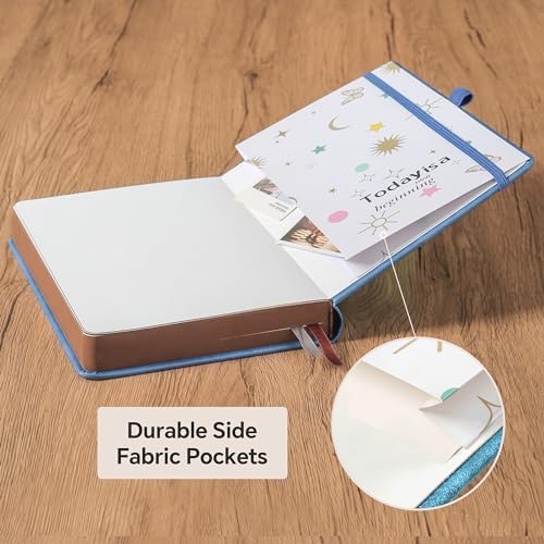 Classic Lined Writing Daily Journal for Men & Women - 360 Pages Hardcover Notebook with Vintage Sun & Moon Design, Blue