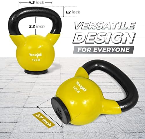 Yes4All Rubber Base Kettlebells for WomenStrength Training (10-65 lbs) Yes4All Kettlebells for Women Fitness Rubber Ba