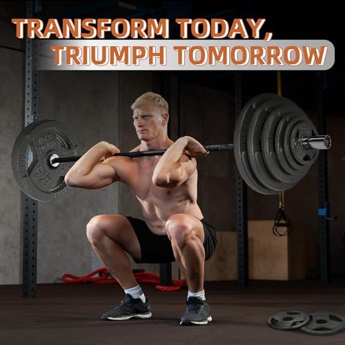 Fitvids Olympic Cast Iron Weight Plates 2-Inch Thickness for Strength Training & Weightlifting, Ideal for Home Gym, Mult