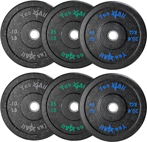 Yes4All 2" Bumper Plate for Weightlifting and StrengthTraining - Less Impact, Absorb Bounce & Shock, Multiple Options