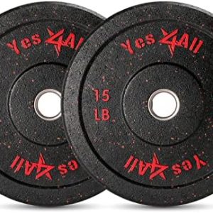 Yes4All 2" Bumper Plate for Weightlifting and StrengthTraining - Less Impact, Absorb Bounce & Shock, Multiple Options