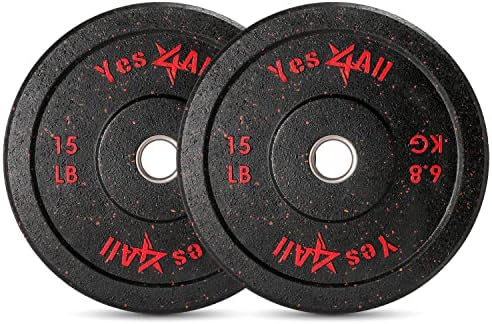 Yes4All 2" Bumper Plate for Weightlifting and StrengthTraining - Less Impact, Absorb Bounce & Shock, Multiple Options