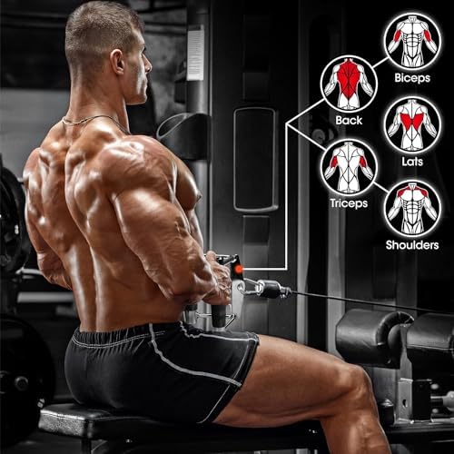 Yes4All Cable Machine Attachment, Double D Handle & Tricep Rope Cable Attachment, Gym Weight Machine Accessories Load 88