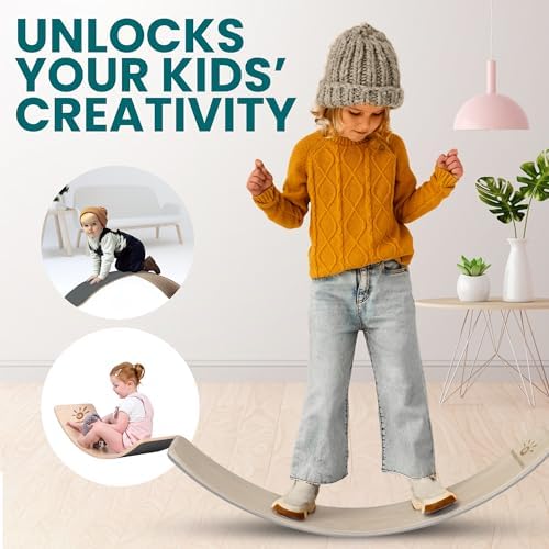 Wobble Stability Balancing Board for Kids - Made of Beech Plywood, Up to 500 Lbs Capacity | Kids Wooden Balancing Board
