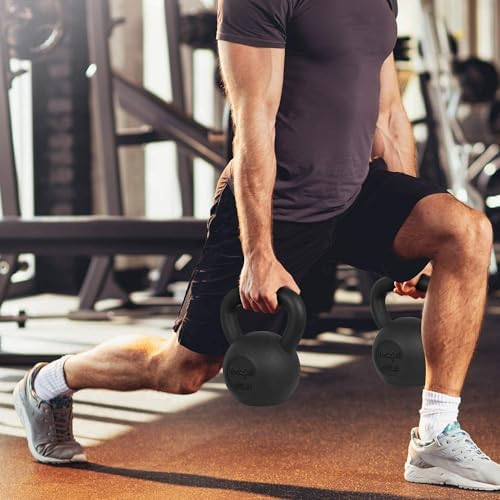 Yes4All Cast Iron Kettlebell, Strength Training Kettlebells for Men 5-80 Lb for Full Body Workout and Push Up - Set of 2