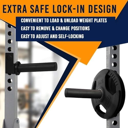 Yes4All Heavy Duty Power Rack J-Hooks & Attachments for 2x2 & 3x3 Power Racks – Ideal for Home Gym Fitness Lovers
