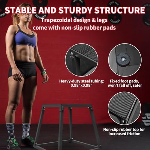 Anti-slip exercise step up box for strength and conditioning training | Durable home gym plyo box for fitness enthusias