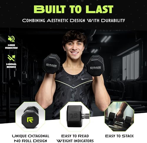 No Roll Rubber Coated Dumbbells Ideal for Home Gym Strength Training | Easy Grip Steel Knurled Handle Dumbbells Set for