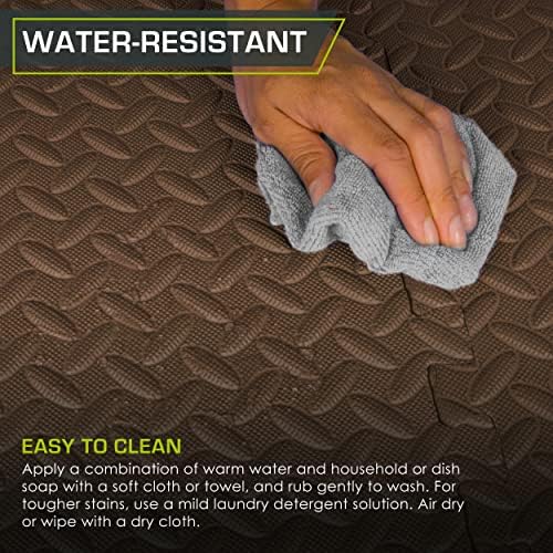 ProsourceFit Puzzle Exercise Mat for Home Gym, Mat for Home Workout Equipment, Floor Padding for Kids, Black, 24 in x 24