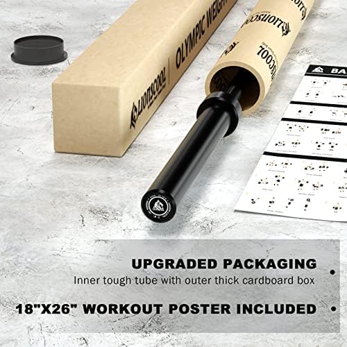 LIONSCOOL Olympic Barbell 7FT for Weightlifting and Powerlifting - 1500lbs Capacity - Strength Training for Squats, Dead