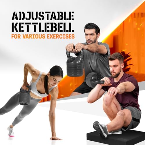 Yes4All Adjustable Kettlebell Set, 20-40 LB Weight Set, Black Yes4All Adjustable Kettlebell Set, Solid Cast Iron Handle,