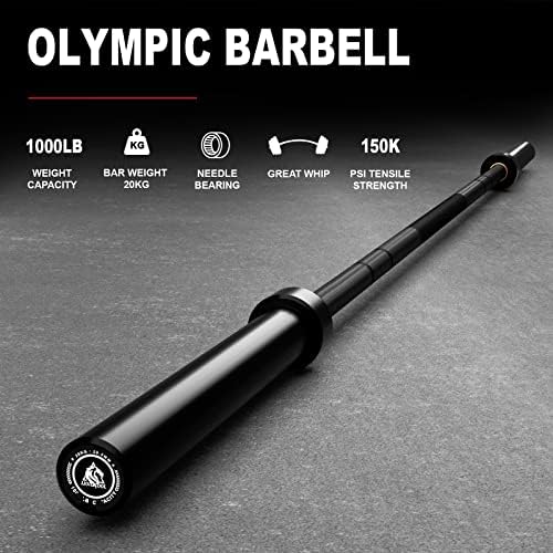 LIONSCOOL Olympic Barbell 7FT for Weightlifting and Powerlifting - 1500lbs Capacity - Strength Training for Squats, Dead