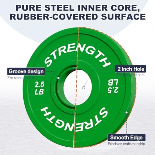 Olympic Rubber Bumper Weights for Home Gym Strength Training | 2 Inch Barbell Plate Set for Home Gym Strength Training