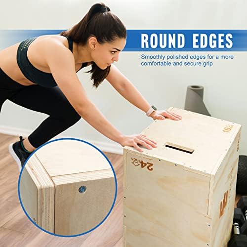 Elevens 3 in 1 Wooden Plyo Box Jump Box for Jumping, Lunges, and Box Jumps Enthusiasts | Elevens Plyometric Box for Tra