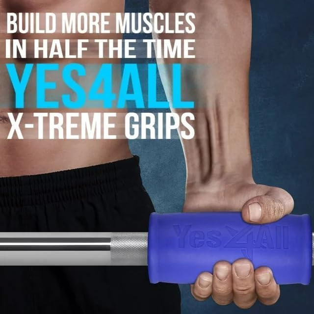 Yes4All Thick Dumbbell Handles Grips, Firm Rubber Barbell Grips for Increasing Forearm Strength and Muscle Building in W