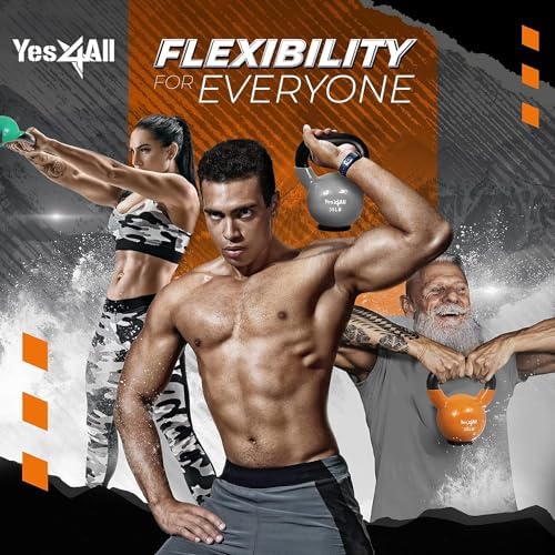 Yes4All Rubber Base Kettlebells for WomenStrength Training (10-65 lbs) Yes4All Kettlebells for Women Fitness Rubber Ba
