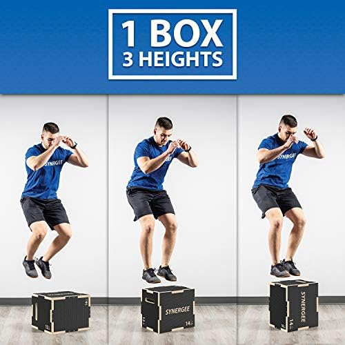 Synergee 3 in 1 Non-Slip Plyometric Box for Jump Training and Conditioning Synergee Wooden Plyo and Soft Plyo Box All