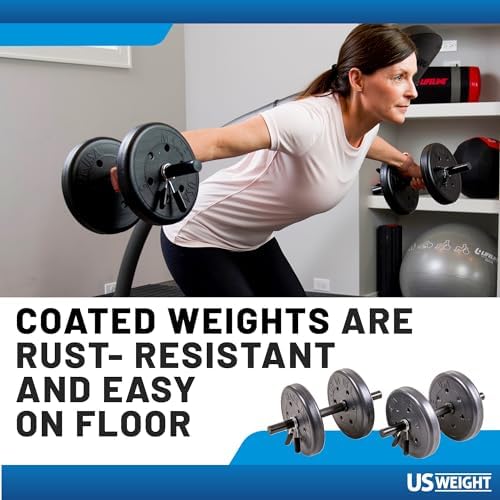 US Weight 105 Pound Adjustable Barbell Set for Home Gym Athletes | US Weight 105 Pound Full 6 Ft Barbell Set with Dumbb