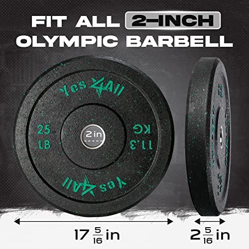 Yes4All 2" Bumper Plate for Weightlifting and StrengthTraining - Less Impact, Absorb Bounce & Shock, Multiple Options