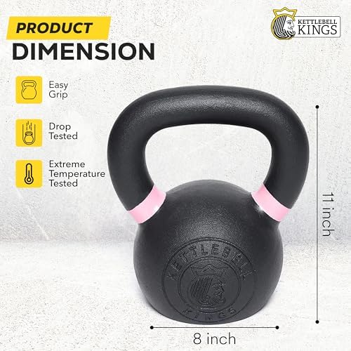 Kettlebell Kings Powder Coated Kettlebell Weights - 9-97 lb Strength Training Kettlebells for Men and Women - Home Gym E