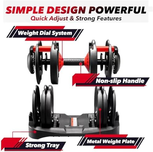 Adjustable Dumbbell 53LB for Home Workout | Fast Automatic Adjustable Dumbbell 53LB | Body Workout Dumbbell 53LB for