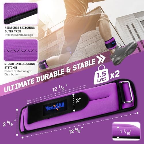 Yes4All Adjustable Wrist & Ankle Weights - Weighted Bands for Fitness Workout, Walking, Jogging and Pilates for Women, M