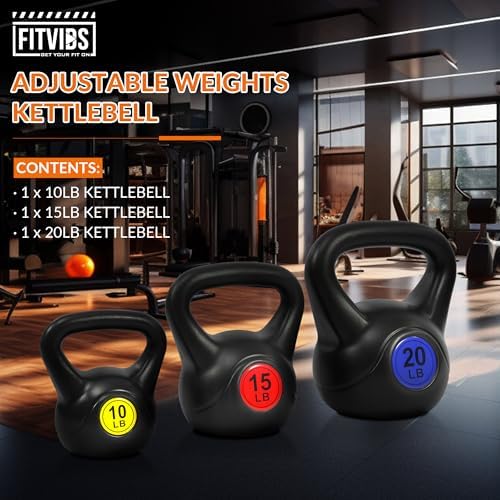 Fitvids 3-Piece Kettlebell Exercise Set for Fitness Lovers, 5 lbs, 10 lbs, 15 lbs Fitvids 4-Piece Kettlebell Weight Set