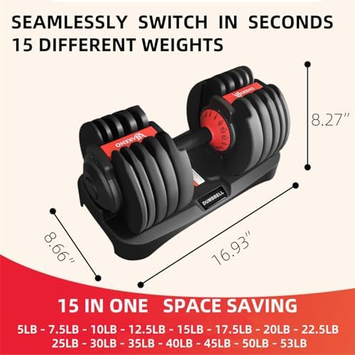 Adjustable Dumbbell 53LB for Home Workout | Fast Automatic Adjustable Dumbbell 53LB | Body Workout Dumbbell 53LB for