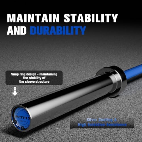 RitFit 7FT Olympic Barbell for Strength and Weightlifting Training - 2 Inch Olympic Bar for Squat, Deadlift, Bench Press