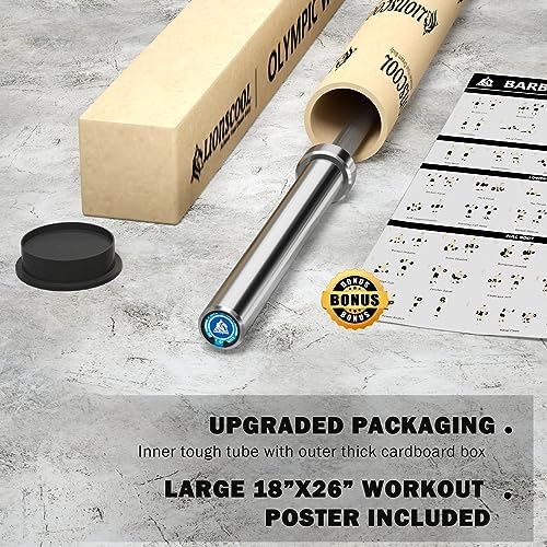 LIONSCOOL Olympic Barbell 7FT for Weightlifting and Powerlifting - 1500lbs Capacity - Strength Training for Squats, Dead