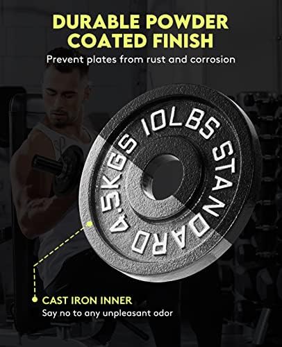 Cast Iron 2-Inch Olympic Weight Plates Set for Strength Training, Barbell Free Weight Plate Set for Weightlifting at Hom