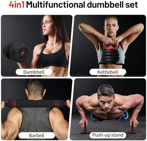 Adjustable Dumbbell Set for Men/Women Home Gym Exercise, 20/30/40/60/80lbs Used as Barbell/Kettlebells/Push Up Stand Hot
