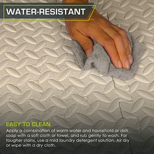 ProsourceFit Puzzle Exercise Mat for Home Gym, Mat for Home Workout Equipment, Floor Padding for Kids, Black, 24 in x 24