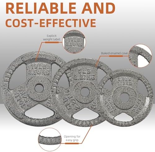 Fitvids 1-Inch Cast Iron Weight Plate for Strength Training & Weightlifting - Multiple Sizes