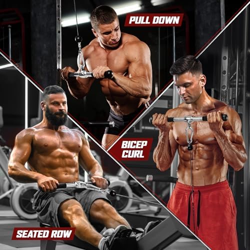 Yes4All Cable Machine Attachment, Double D Handle & Tricep Rope Cable Attachment, Gym Weight Machine Accessories Load 88