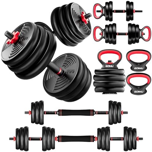 Adjustable Dumbbells 55/77LBS Home Gym Fit for Men Women Fitness Exercise Adjustable Dumbbells 4 in 1 Set Barbell Kett