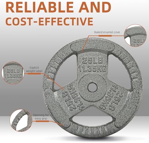 Fitvids 1-Inch Cast Iron Weight Plate for Strength Training & Weightlifting - Multiple Sizes